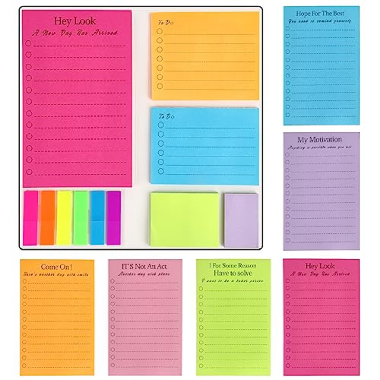 Hommie to-Do List Sticky Notes, 410 Sheets Self-Stick Note Pads, Adhesive  Memo Work Assorted Daily Notepad for Planner Reminder Studying and Adhesive  Memo Lined Notepad, Home Office Supplies